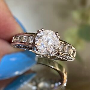 Vintage Estate RSC Ring Cocktail Engagement Wedding CZ Diamond Size 10 Silver